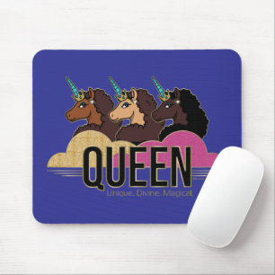 Afro Unicorn Queen Trio Design Mouse Pad