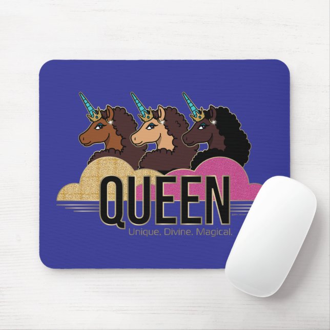 Afro Unicorn Queen Trio Design Mouse Pad (With Mouse)