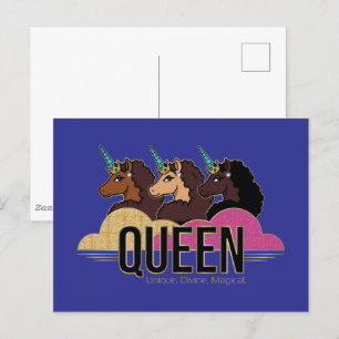 Afro Unicorn Queen Trio Design Postcard