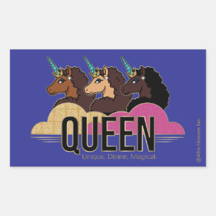 Afro Unicorn Queen Trio Design Rectangular Sticker