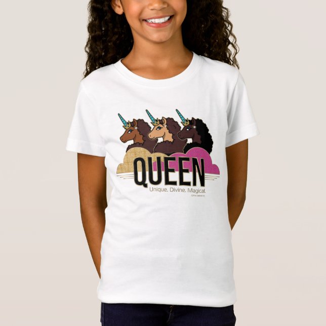 Afro Unicorn Queen Trio Design T-Shirt (Front)
