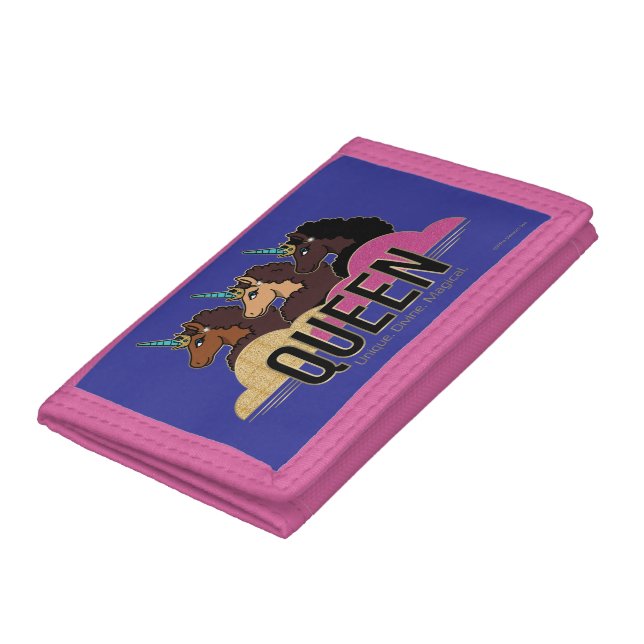 Afro Unicorn Queen Trio Design Trifold Wallet (Bottom)