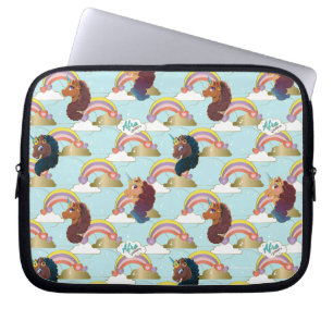 Afro Unicorn Rainbow and Hearts Pattern Laptop Sleeve