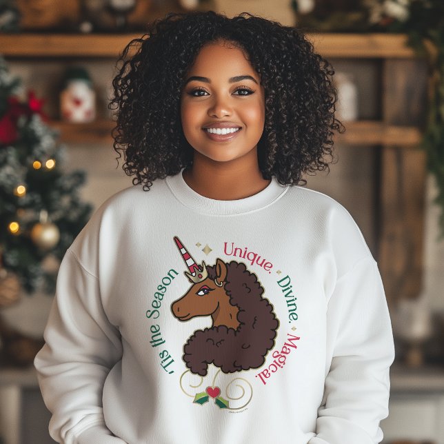 Afro Unicorn 'Tis the Season Holiday Unicorn Sweatshirt (Creator Uploaded)