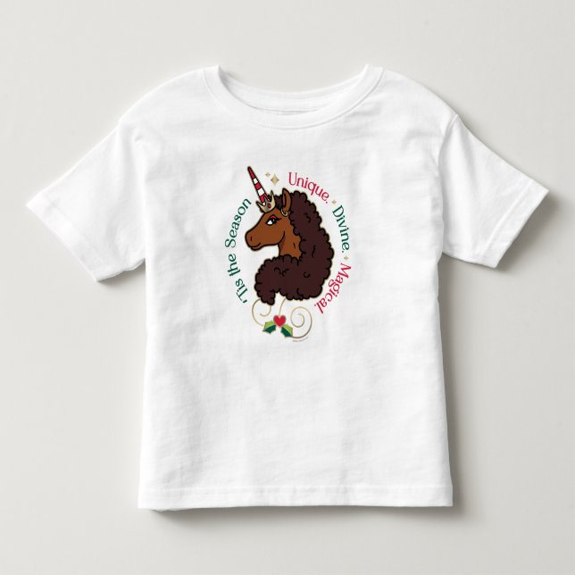 Afro Unicorn 'Tis the Season Holiday Unicorn Toddler T-shirt (Front)