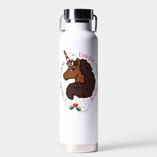 Afro Unicorn 'Tis the Season Holiday Unicorn Water Bottle