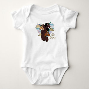 Afro Unicorn Trio Heart Design Baby Bodysuit
