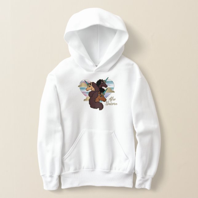 Afro Unicorn Trio Heart Design Hoodie (Laydown)