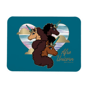 Afro Unicorn Trio Heart Design Magnet