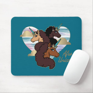 Afro Unicorn Trio Heart Design Mouse Pad