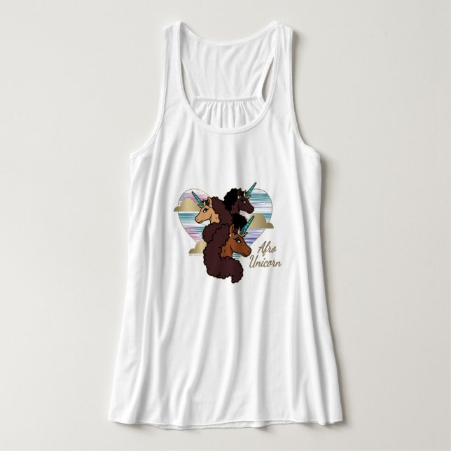 Afro Unicorn Trio Heart Design Tank Top (Design Front)