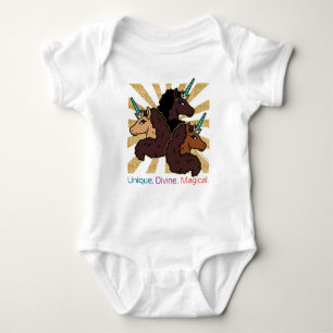 Afro Unicorn Trio: Unique, Divine, and Magical Baby Bodysuit