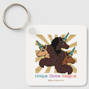 Afro Unicorn Trio: Unique, Divine, and Magical Keychain