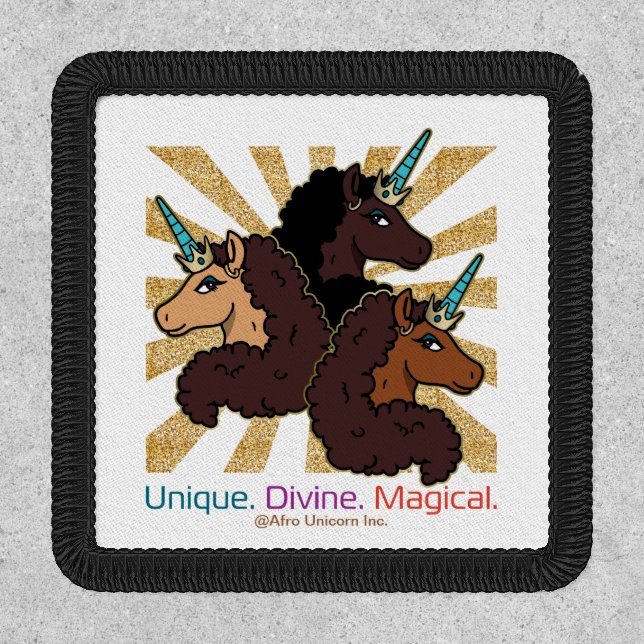 Afro Unicorn Trio: Unique, Divine, and Magical Patch (Front)