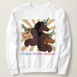 Afro Unicorn Trio: Unique, Divine, and Magical Sweatshirt