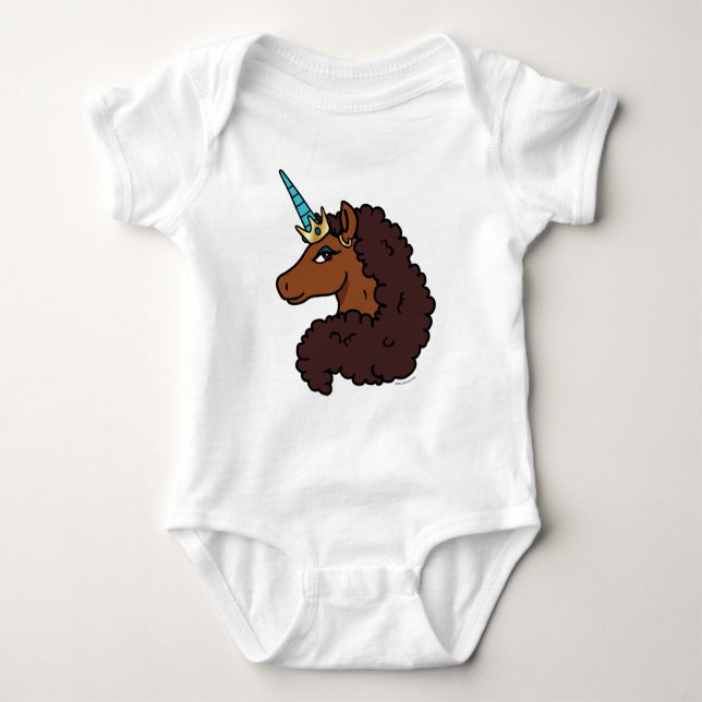 Afro Unicorn | Unique Baby Bodysuit (Front)