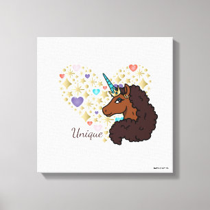 Afro Unicorn Unique Heart Design Canvas Print