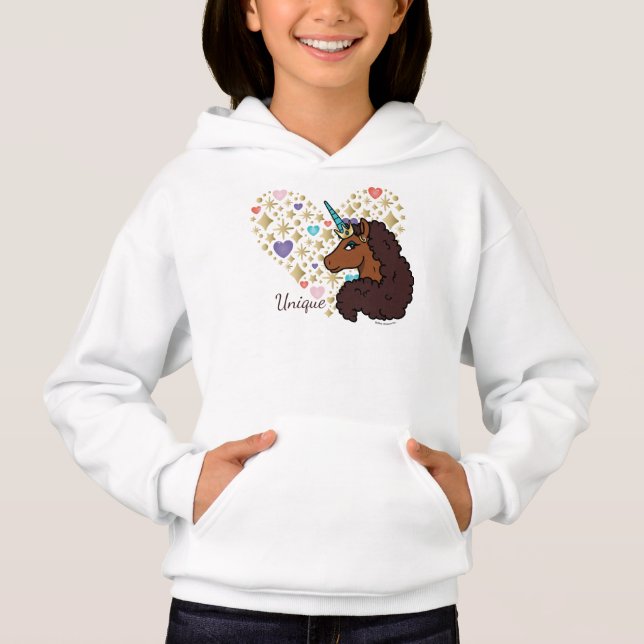 Afro Unicorn | Unique Heart Design Hoodie (Front)