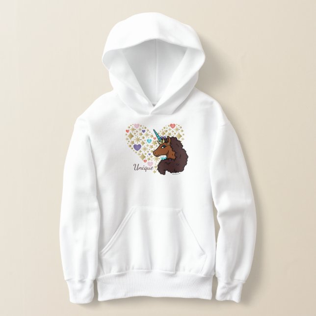 Afro Unicorn | Unique Heart Design Hoodie (Laydown)