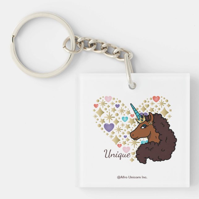 Afro Unicorn | Unique Heart Design Keychain (Front)