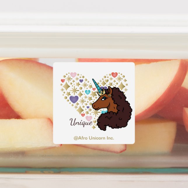 Afro Unicorn | Unique Heart Design Labels (Affixed)