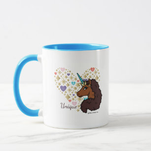 Afro Unicorn Unique Heart Design Mug