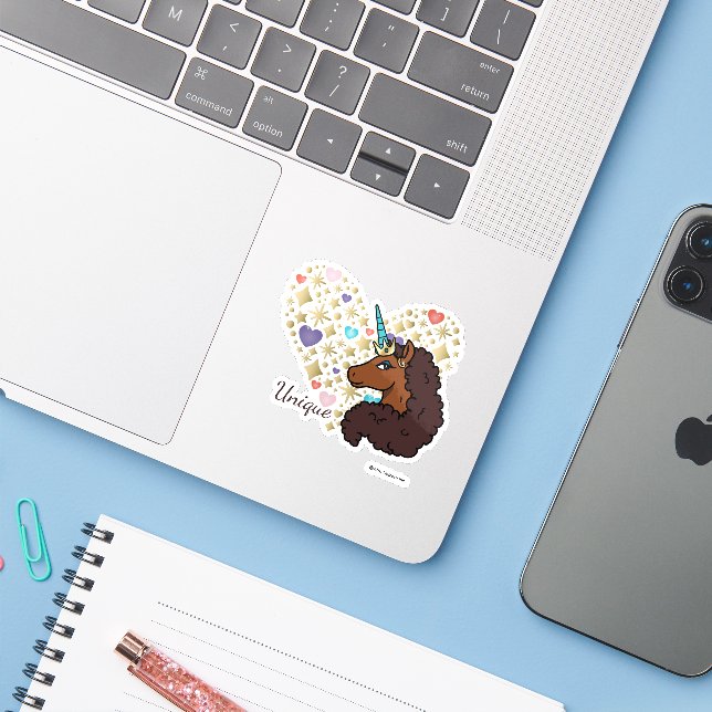 Afro Unicorn | Unique Heart Design Sticker (Laptop w/ iPhone)