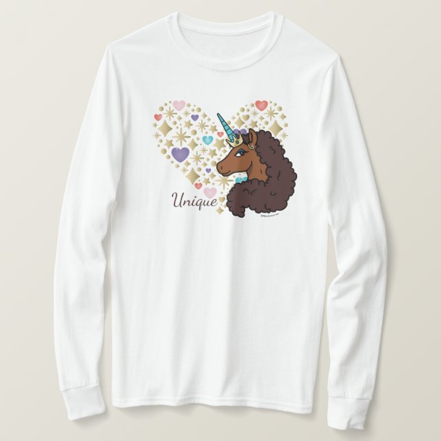 Afro Unicorn | Unique Heart Design T-Shirt (Design Front)