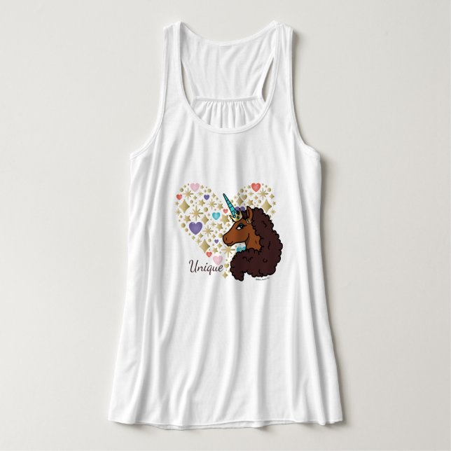 Afro Unicorn | Unique Heart Design Tank Top (Design Front)
