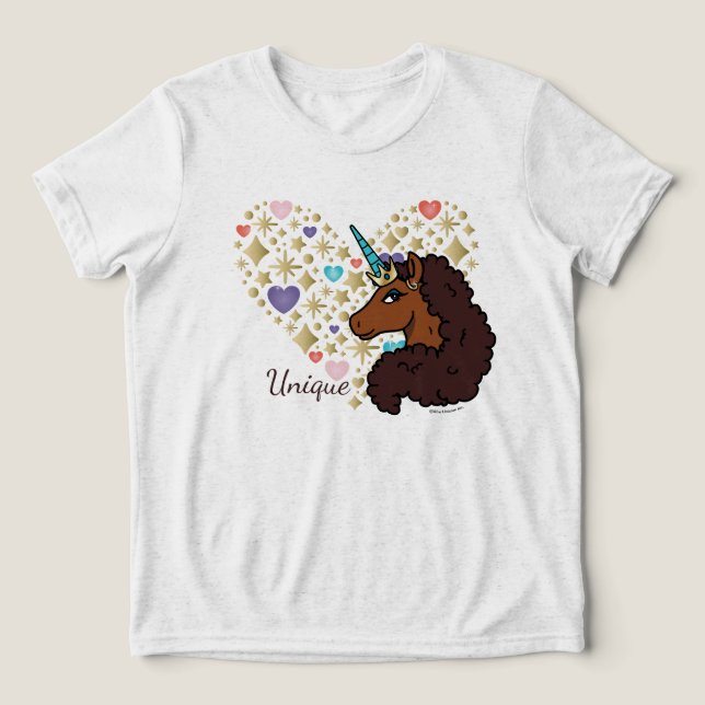 Afro Unicorn | Unique Heart Design Tri-Blend Shirt (Design Front)