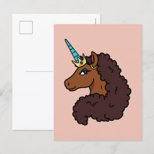 Afro Unicorn   Unique Postcard