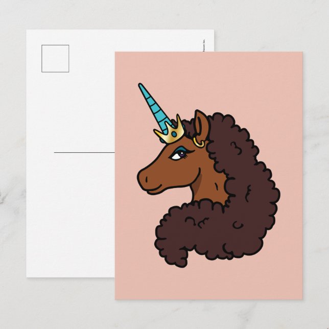 Afro Unicorn | Unique Postcard (Front/Back)