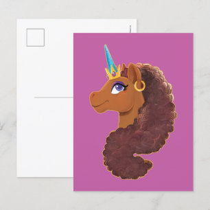 Afro Unicorn   Unique Postcard