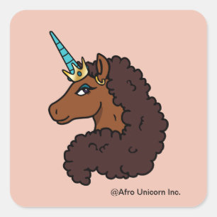 Afro Unicorn Unique Square Sticker