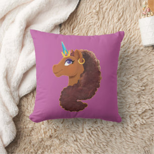 Afro Unicorn   Unique Throw Pillow