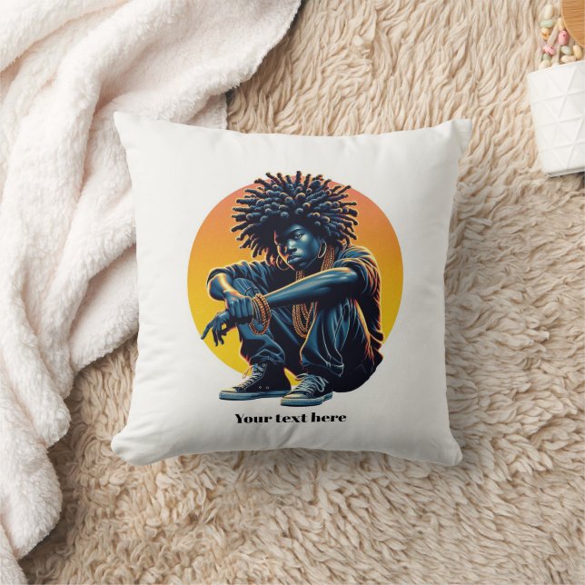 Afro Urban Cool – Bold Street Style Art Illustrati Throw Pillow (Blanket)