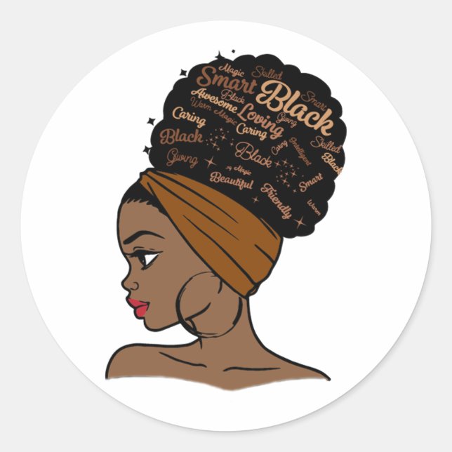 Afro Woman African American Black History Month Classic Round Sticker (Front)