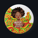 Afro Woman | Black History Month Button<br><div class="desc">Featuring beautiful watercolor African American woman. Be a voice for tolerance, diversity, acceptance and empowerment. Add your custom wording to this design by using the "Edit this design template" boxes on the right hand side of the item, or click the blue "Customize it" button to arrange the text, change the...</div>