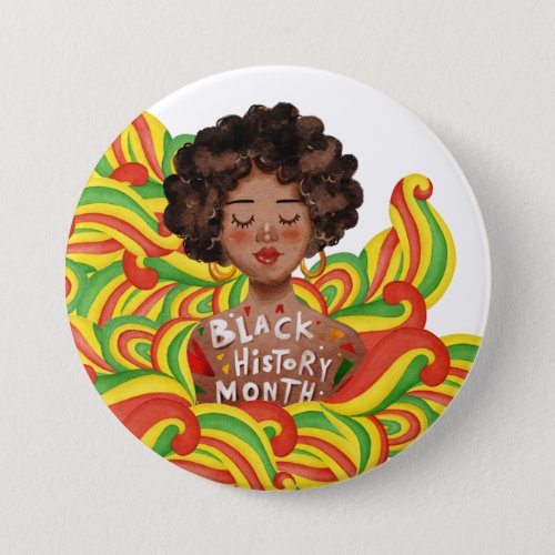 Afro Woman  Black History Month Button