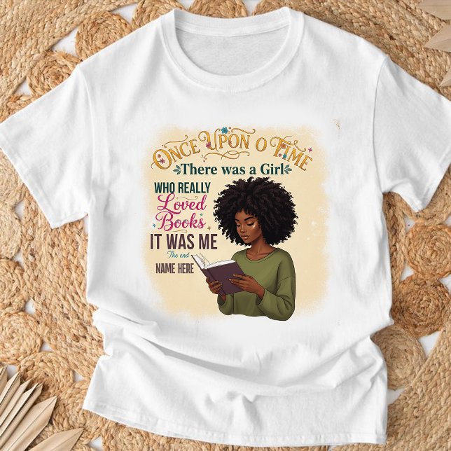 Afro Woman Book Lover Custom Name Gift Tee (Creator Uploaded)