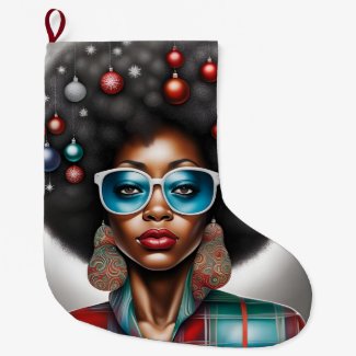 Afro woman elegant and bizarre  holiday mood 