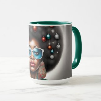 Afro woman elegant and bizarre  holiday mood 