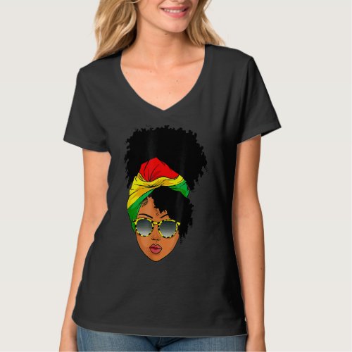 Afro Woman Headscarf Nubian Melanin Popping Black  T_Shirt