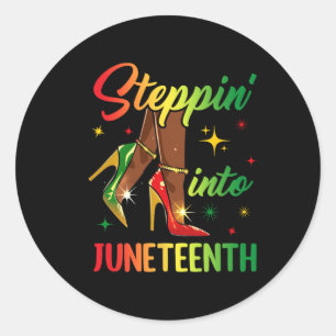 Afro Woman High Heels Black Girl Stepping Into Jun Classic Round Sticker