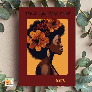 afro woman mother's day with beautiful face card