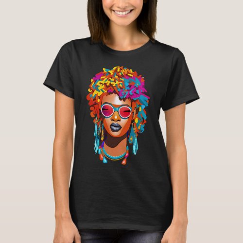 Afro woman with sunglasses colorful pop art 67 T_Shirt