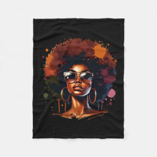Afro Women Black Pride African American Melanin 1 Fleece Blanket