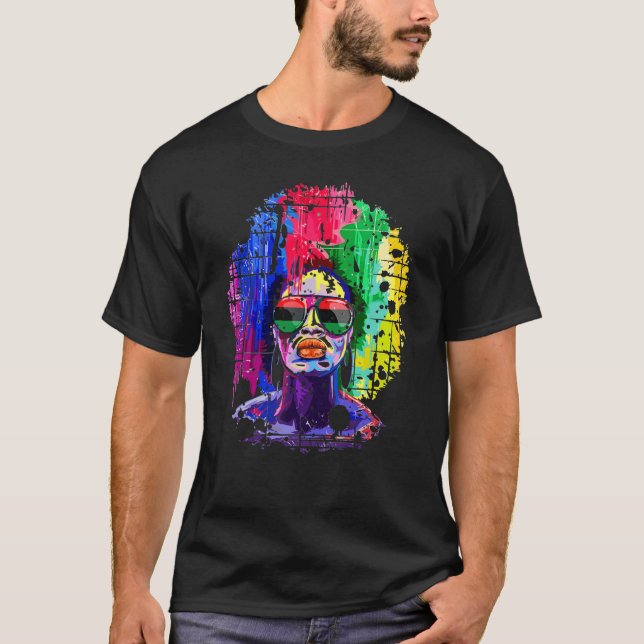 Afro Women Black Queen African American Melanin Qu T-Shirt (Front)