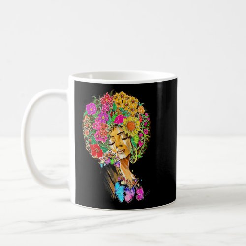 Afro Women Flowers Butterfly Latina African Americ Coffee Mug