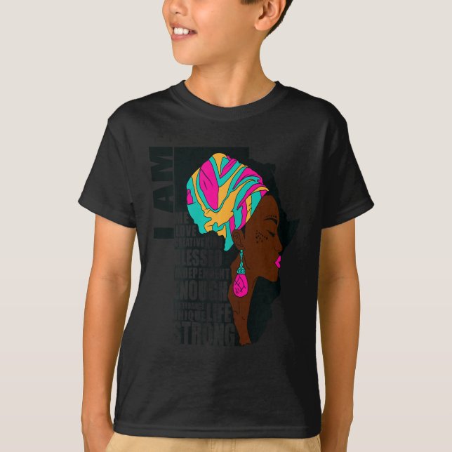 Afro You Are Enough I Am Insrational Sayings Motiv T-Shirt (Front)